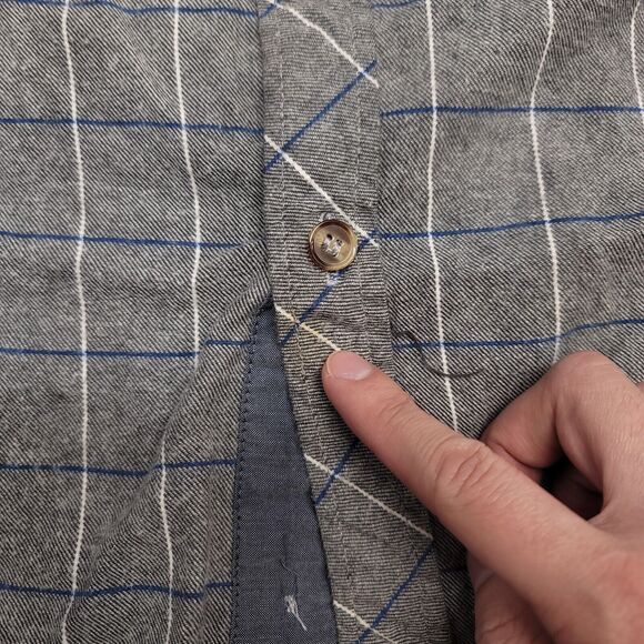 HLYW Windowpane Casual Flannel Button Up Shirt Mens Size Medium M Gray - Picture 10 of 10